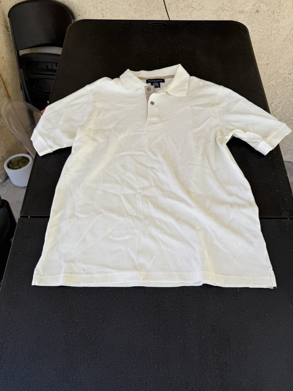 Men's Hathaway Beige 100% Cotton Short Sleeve Polo Shirt Size L